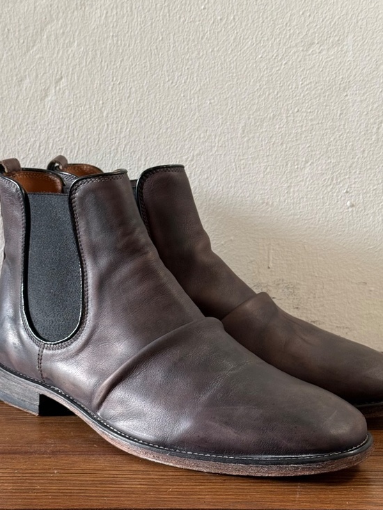 John Varvatos Folded Leather Chelsea Boots Men\'s Size 11 Brown Distressed Ankle